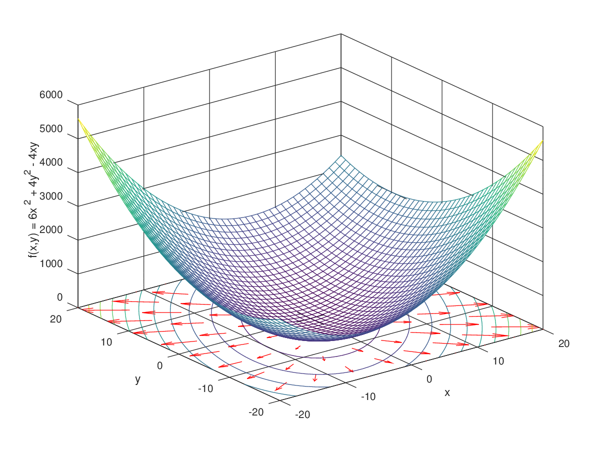 Example function and its gradient vector field